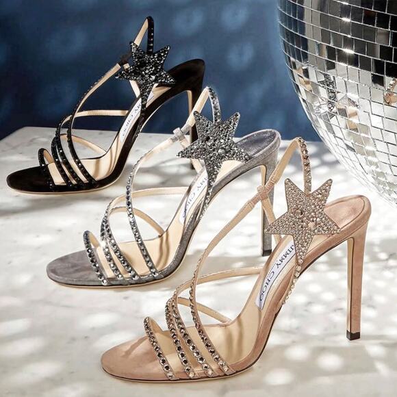 Jimmy Choo Lynn Star Crystal Embellished Suede Sandals Size EU 39 - Picture 10 of 12